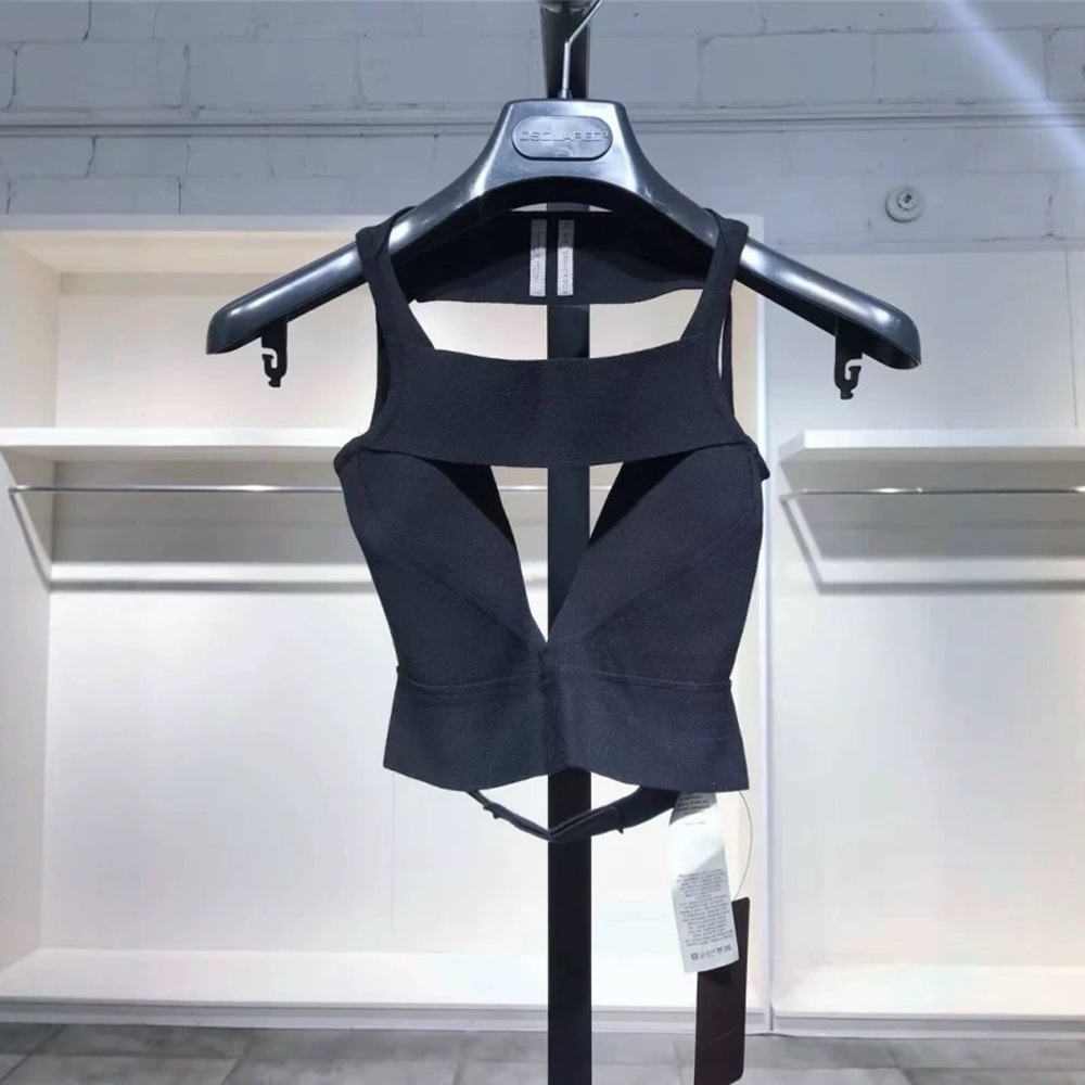 NWT RICK OWENS FW23 LUXOR SLING BRA IN BLACK STRETCH VISCOSE KNIT/XS - Picture 7 of 11